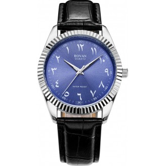Jam Tangan Tawaf Lelaki Sport Fluted SS 38 Bdazzled Blue Leather Black
