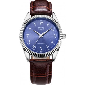 Jam Tangan Tawaf Lelaki Sport Fluted SS 38 Bdazzled Blue Leather Brown