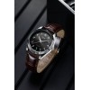 Jam Tangan Tawaf Lelaki Sport Fluted SS 38 Black Leather Brown