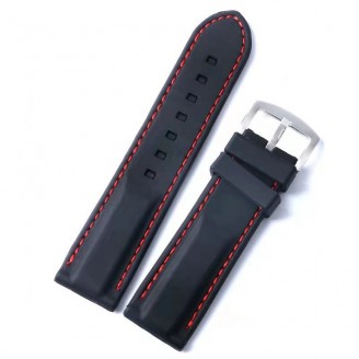 Silicone Strap 8015 Black Red